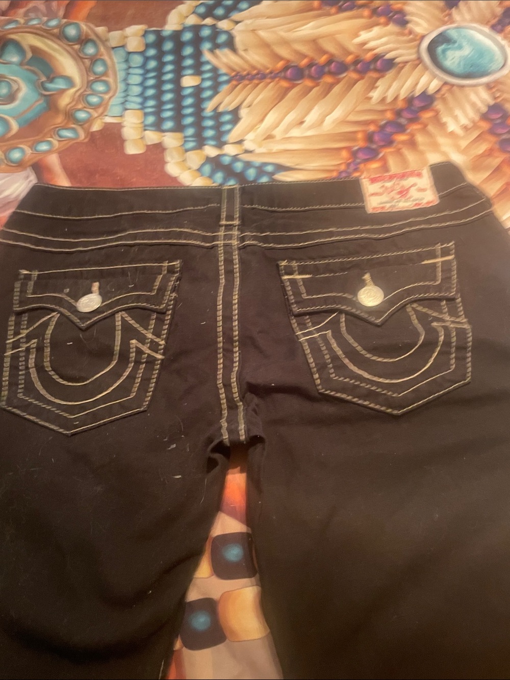 True Religion Black Women’s Jeans with Contrast Stitching - Picture 5 of 7